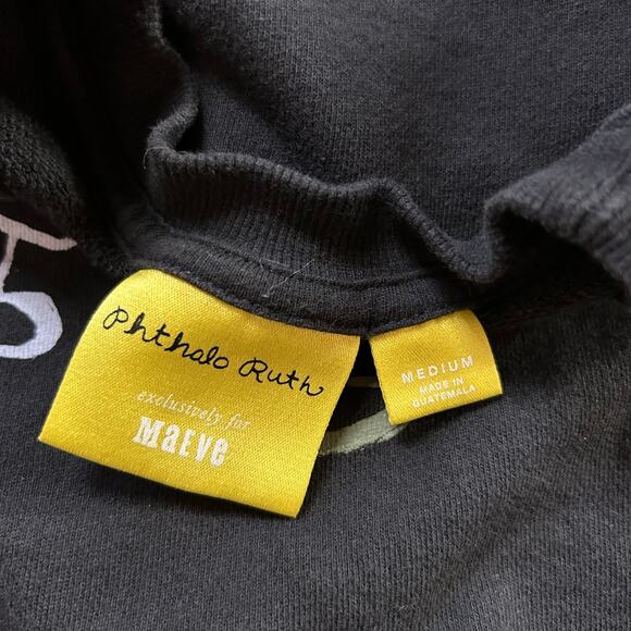 Anthropologie Phthalo Ruth Crew Sweatshirt Medium Navy Blue Bonne Annee Preppy - Picture 3 of 5